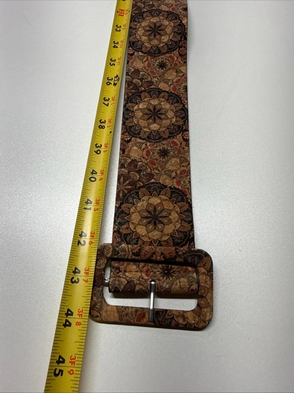 Boho Style Women’s Wide Belt OS Cork‎ Material Mandala Pattern Bohemian Hippie